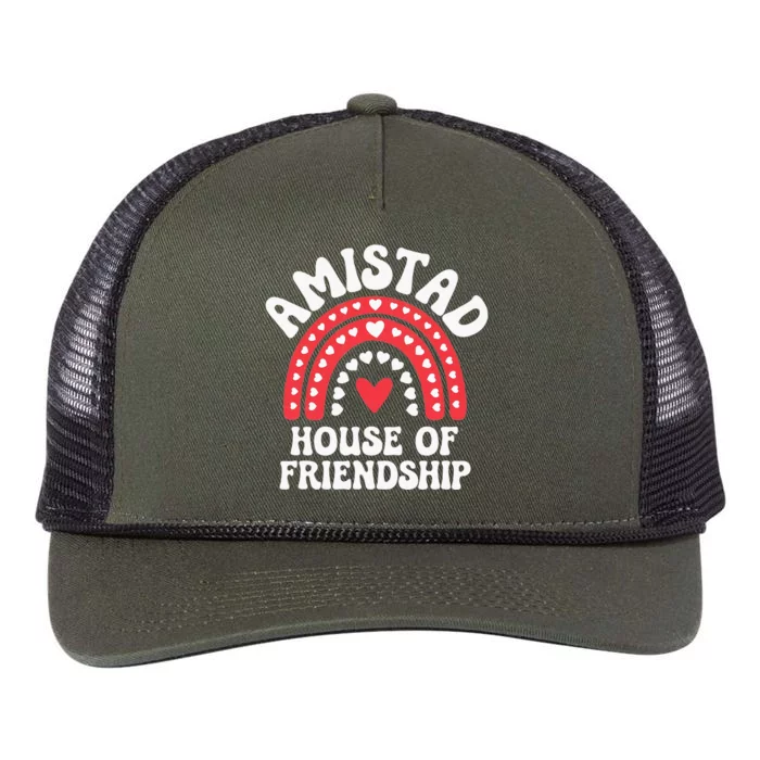 Amistad House Of Friendship Boho Heart Rainbow Retro Rope Trucker Hat Cap