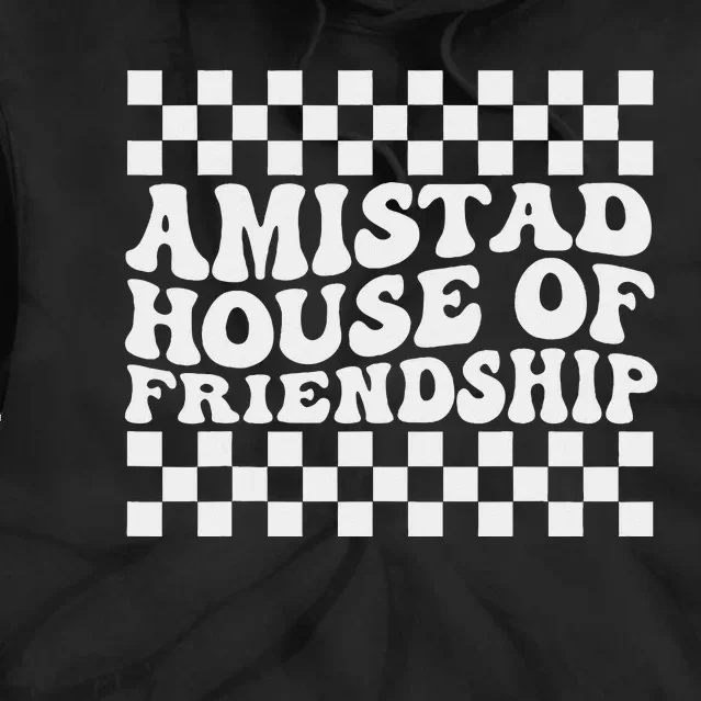 Amistad House Of Friendship Red Retro Groovy Social Amistad Tie Dye Hoodie