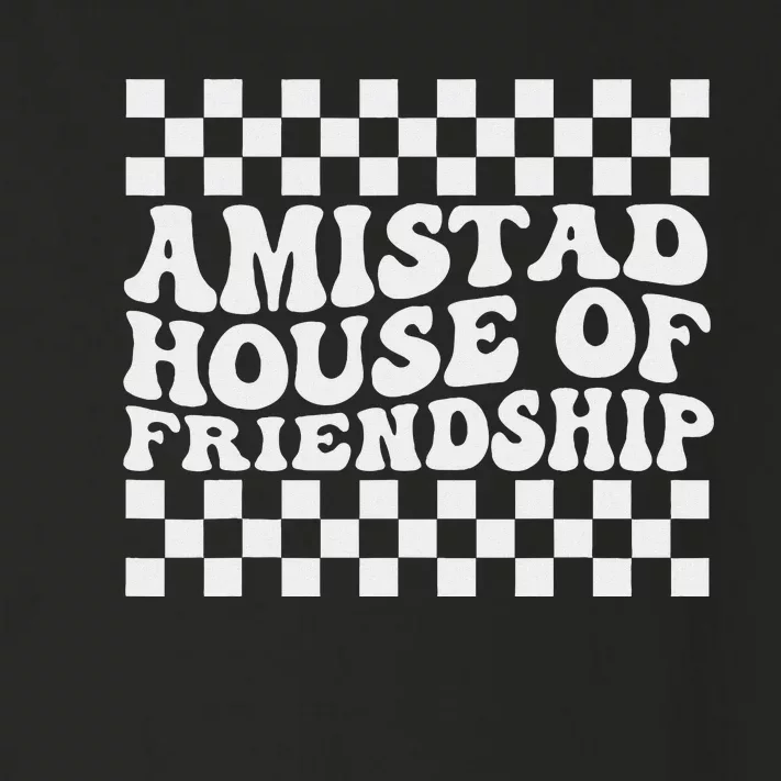 Amistad House Of Friendship Red Retro Groovy Social Amistad Toddler Long Sleeve Shirt