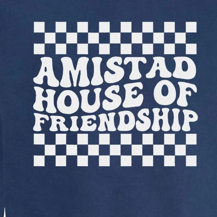 Amistad House Of Friendship Red Retro Groovy Social Amistad Garment-Dyed Sweatshirt