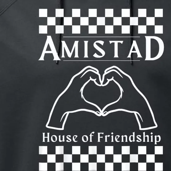 Amistad House Of Friendship Red Retro Groovy Social Amistad Performance Fleece Hoodie