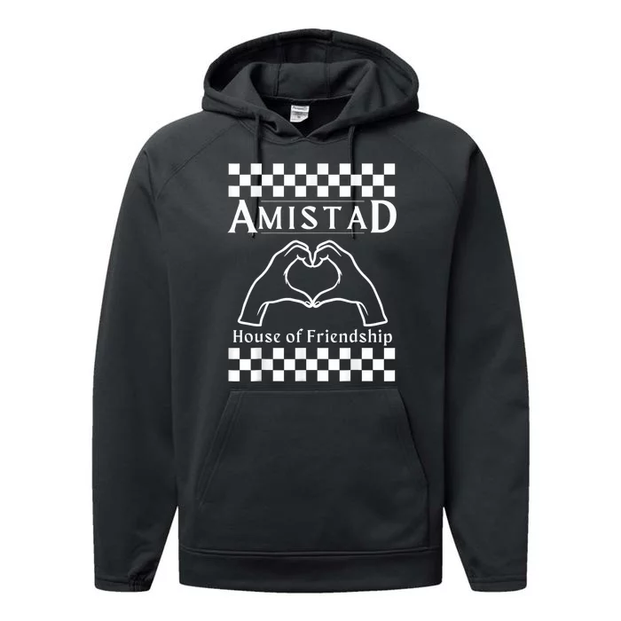 Amistad House Of Friendship Red Retro Groovy Social Amistad Performance Fleece Hoodie