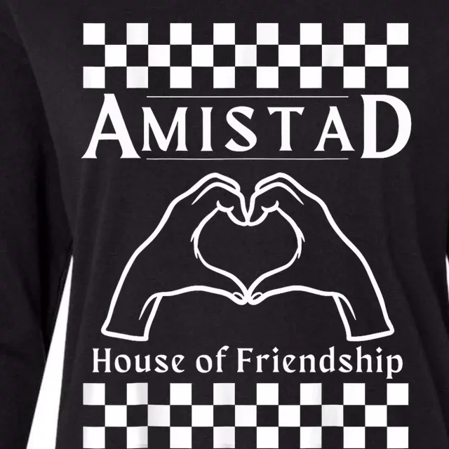 Amistad House Of Friendship Red Retro Groovy Social Amistad Womens Cotton Relaxed Long Sleeve T-Shirt