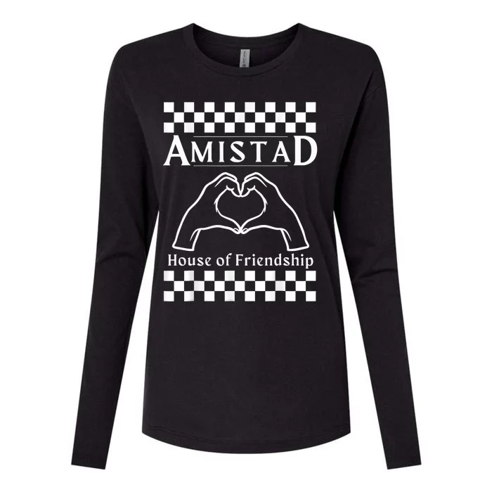 Amistad House Of Friendship Red Retro Groovy Social Amistad Womens Cotton Relaxed Long Sleeve T-Shirt