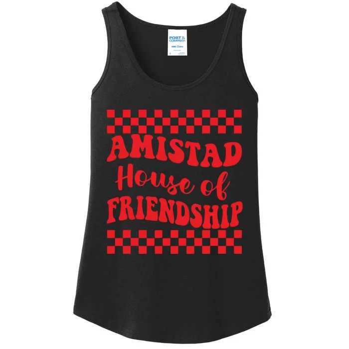 Amistad House Of Friendship House Retro Groovy Friendship Ladies Essential Tank