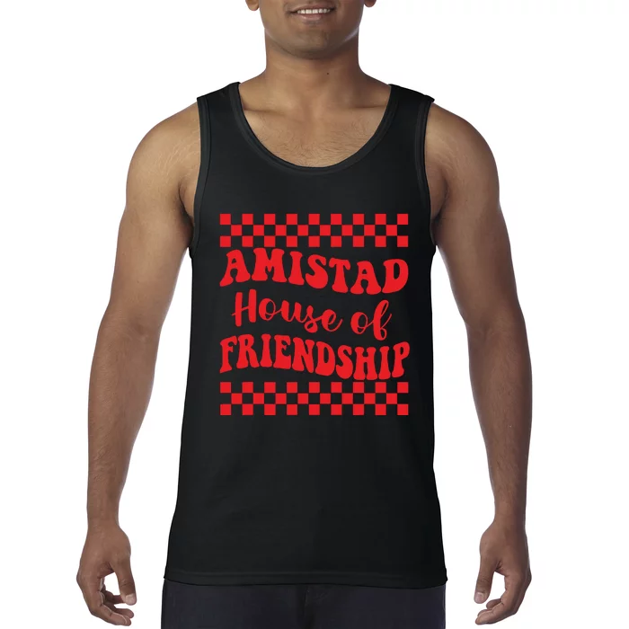 Amistad House Of Friendship House Retro Groovy Friendship Tank Top