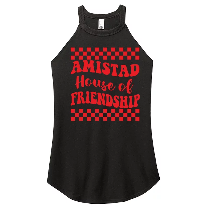 Amistad House Of Friendship House Retro Groovy Friendship Women’s Perfect Tri Rocker Tank