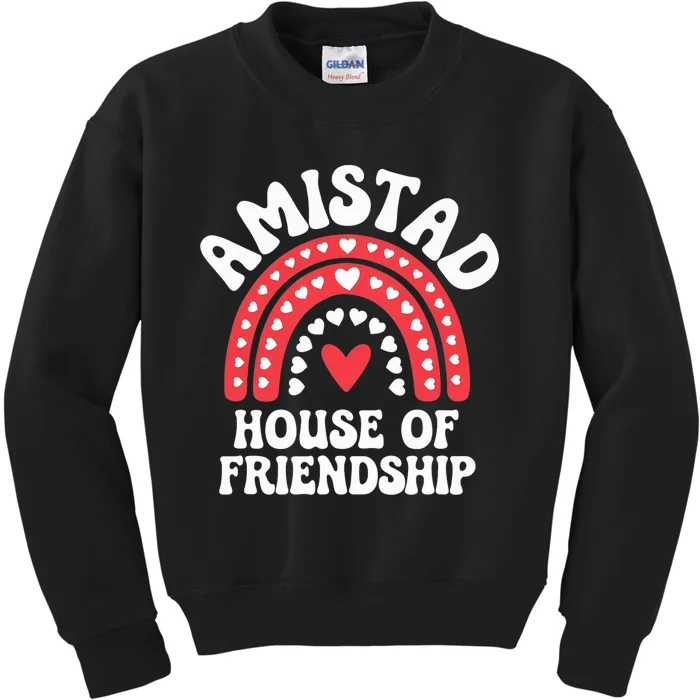 Amistad House Of Friendship Boho Heart Rainbow Kids Sweatshirt