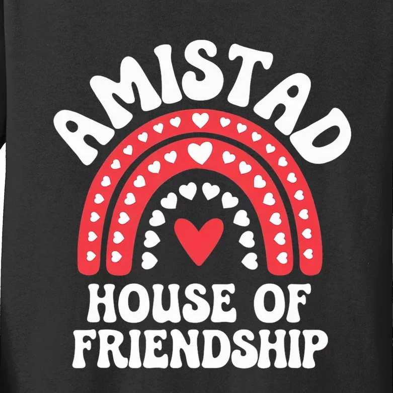 Amistad House Of Friendship Boho Heart Rainbow Kids Long Sleeve Shirt