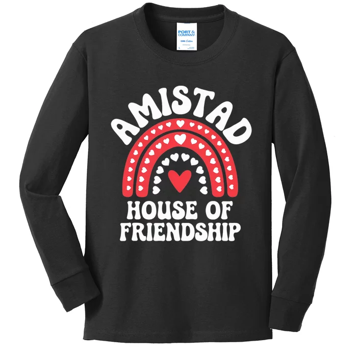 Amistad House Of Friendship Boho Heart Rainbow Kids Long Sleeve Shirt