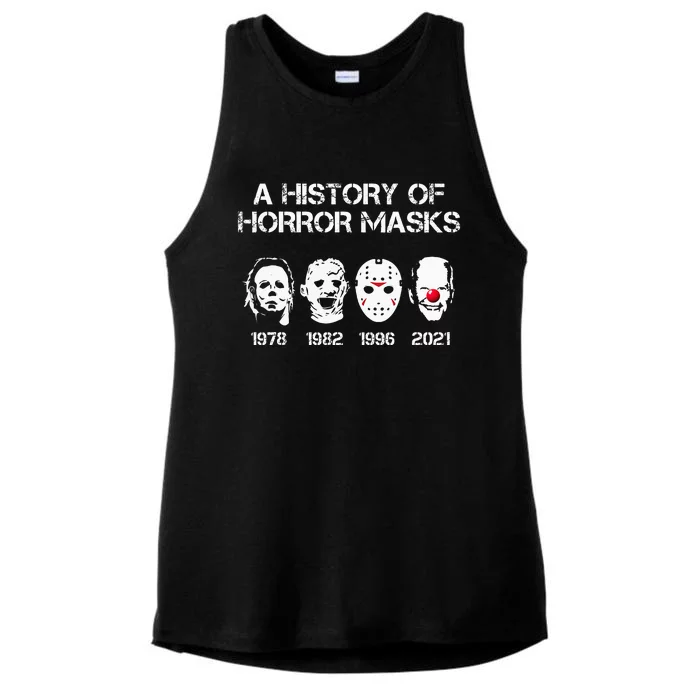 A History Of Horror Masks Halloween Funny Costume AntiBiden Ladies Tri-Blend Wicking Tank