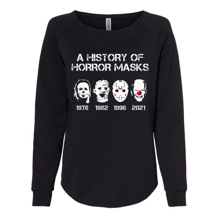 A History Of Horror Masks Halloween Funny Costume AntiBiden Womens California Wash Sweatshirt