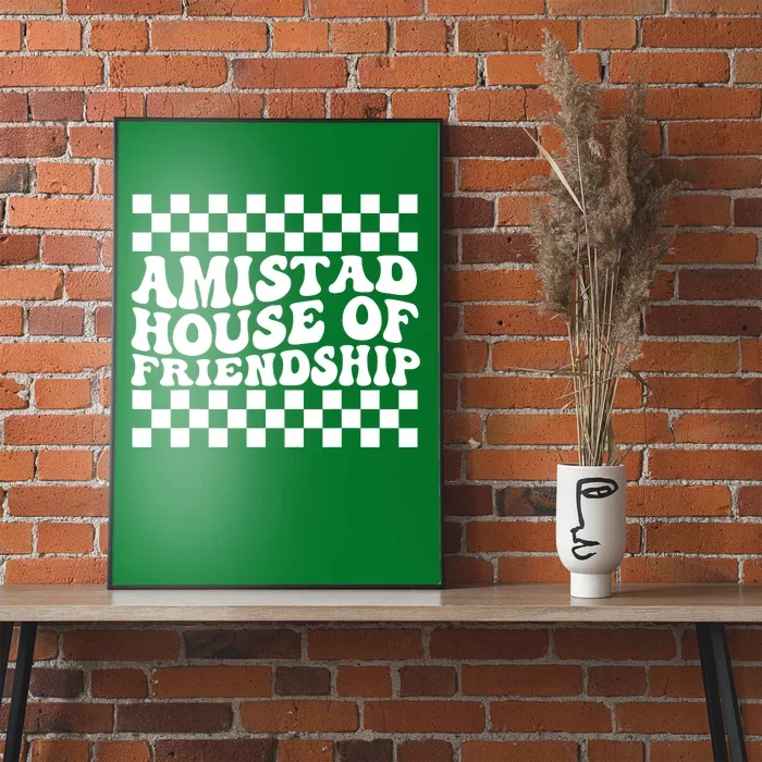 Amistad House Of Friendship Red Retro Groovy Social Amistad Poster