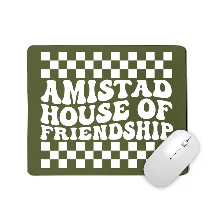 Amistad House Of Friendship Red Retro Groovy Social Amistad Mousepad