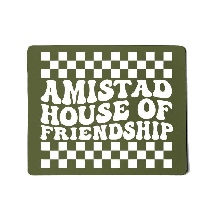 Amistad House Of Friendship Red Retro Groovy Social Amistad Mousepad