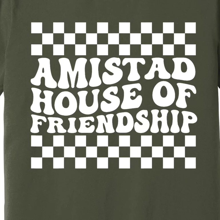 Amistad House Of Friendship Red Retro Groovy Social Amistad Premium T-Shirt