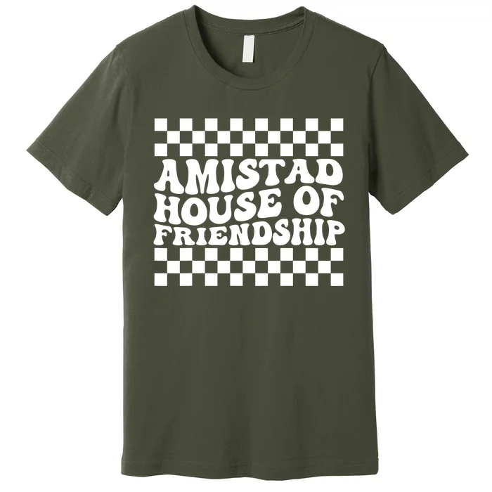 Amistad House Of Friendship Red Retro Groovy Social Amistad Premium T-Shirt