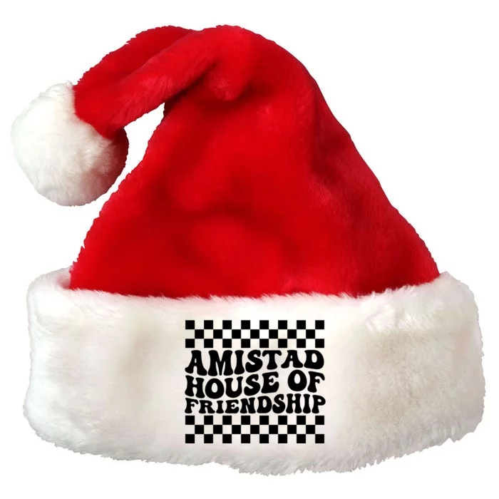 Amistad House Of Friendship Red Retro Groovy Social Amistad Premium Christmas Santa Hat