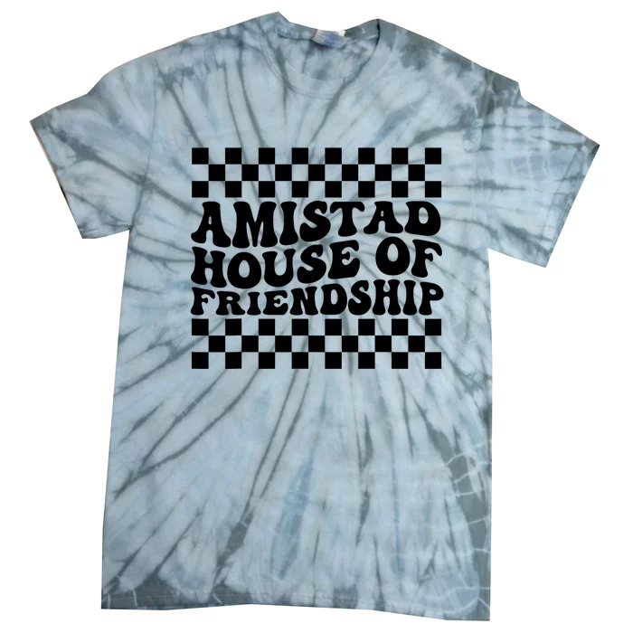 Amistad House Of Friendship Red Retro Groovy Social Amistad Tie-Dye T-Shirt