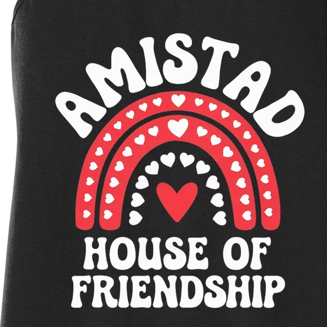 Amistad House Of Friendship Boho Heart Rainbow Women's Racerback Tank