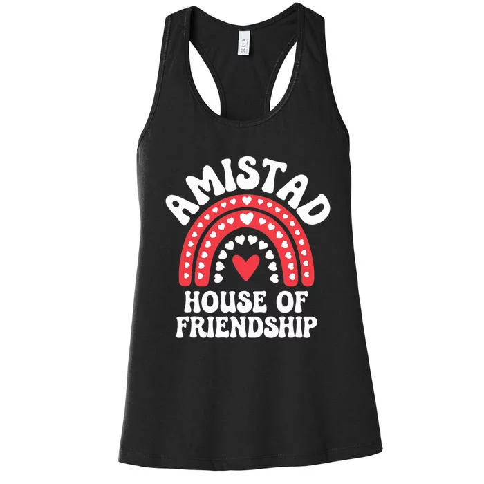 Amistad House Of Friendship Boho Heart Rainbow Women's Racerback Tank