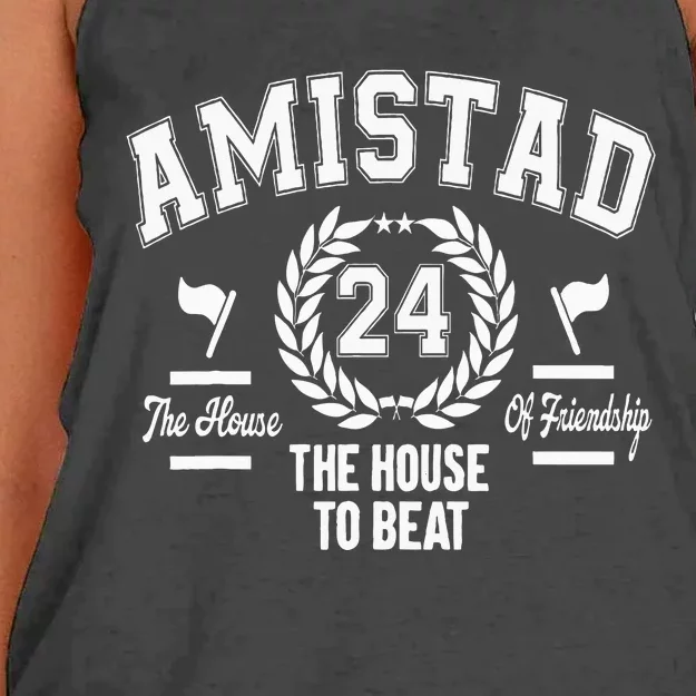 Amistad House Of Friendship House Friendship School Spirit Women's Knotted Racerback Tank