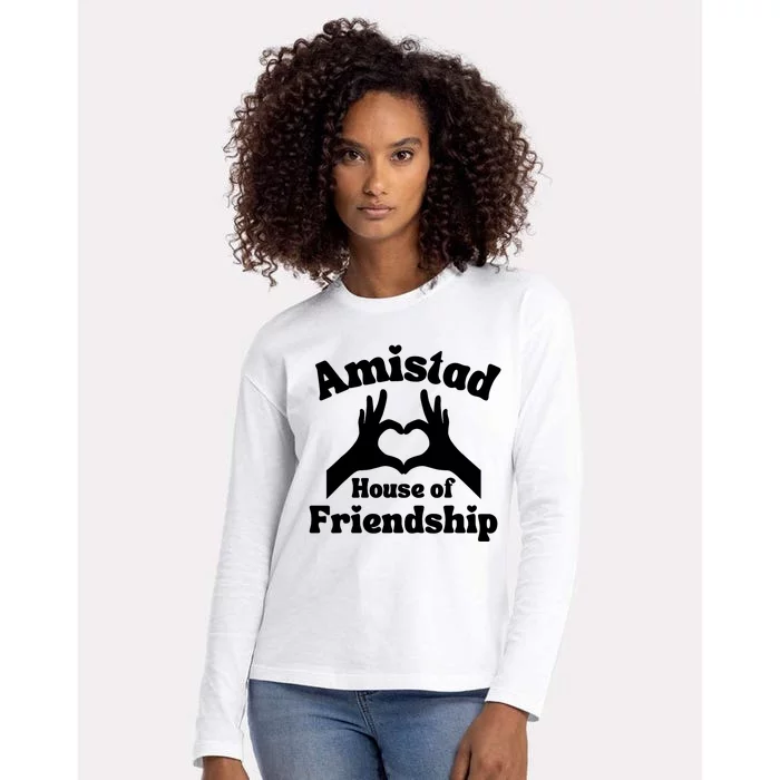 Amistad House Of Friendship Hand Heart Womens Cotton Relaxed Long Sleeve T-Shirt