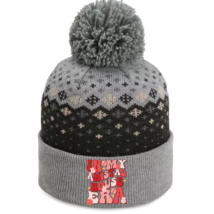 Amistad House Of Friendship Red Retro Groovy Social Amistad The Baniff Cuffed Pom Beanie