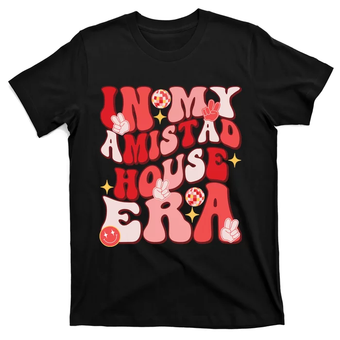 Amistad House Of Friendship Red Retro Groovy Social Amistad T-Shirt