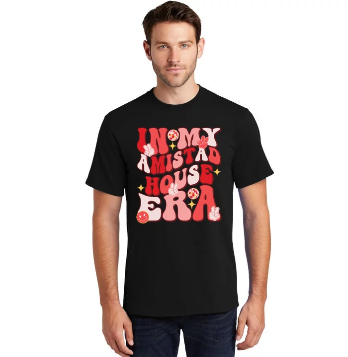 Amistad House Of Friendship Red Retro Groovy Social Amistad Tall T-Shirt