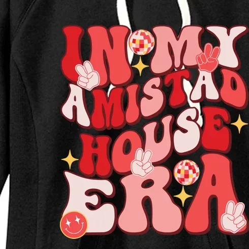 Amistad House Of Friendship Red Retro Groovy Social Amistad Women's Fleece Hoodie