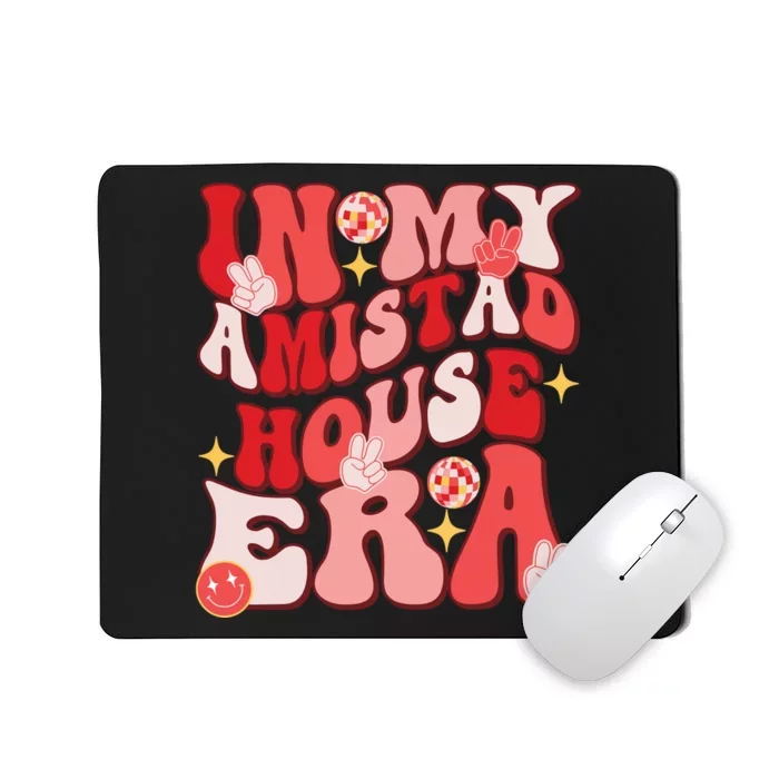 Amistad House Of Friendship Red Retro Groovy Social Amistad Mousepad