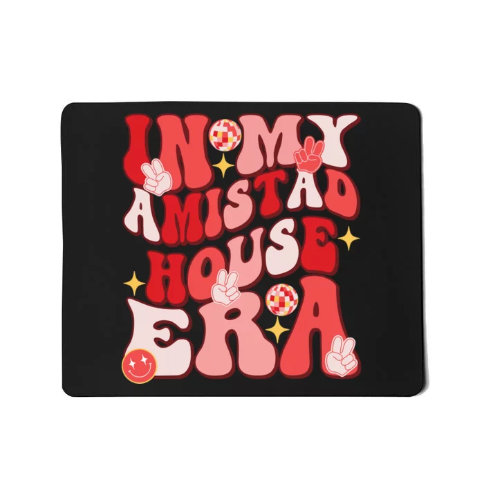 Amistad House Of Friendship Red Retro Groovy Social Amistad Mousepad