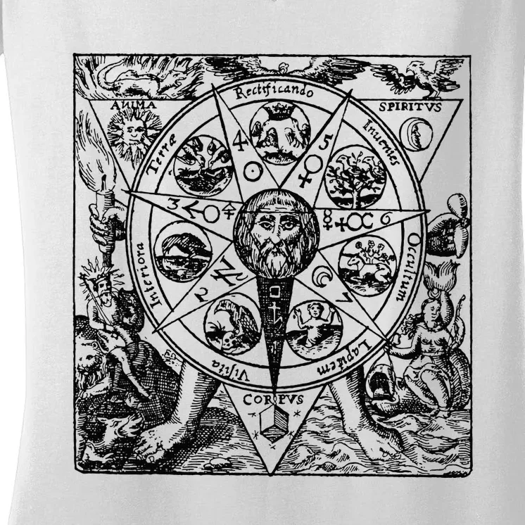 Alchemy Hermeticism Occult Magic Magick Graphic Tee Women's V-Neck T-Shirt