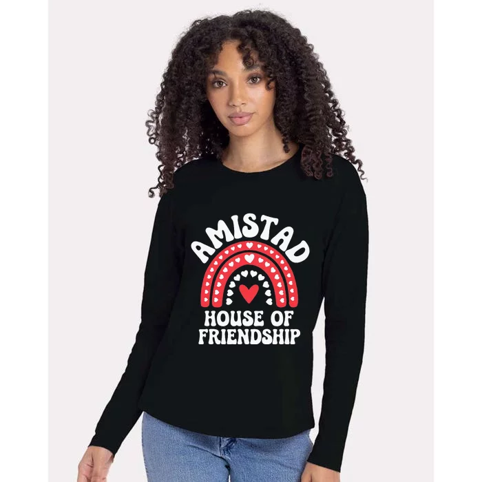 Amistad House Of Friendship Boho Heart Rainbow Womens Cotton Relaxed Long Sleeve T-Shirt