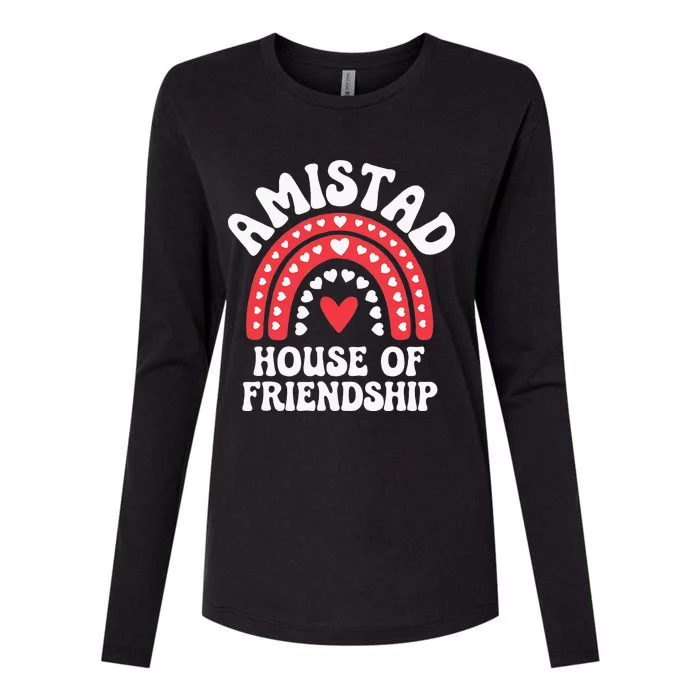 Amistad House Of Friendship Boho Heart Rainbow Womens Cotton Relaxed Long Sleeve T-Shirt