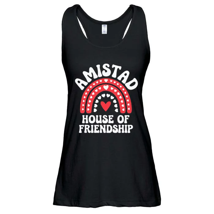 Amistad House Of Friendship Boho Heart Rainbow Ladies Essential Flowy Tank