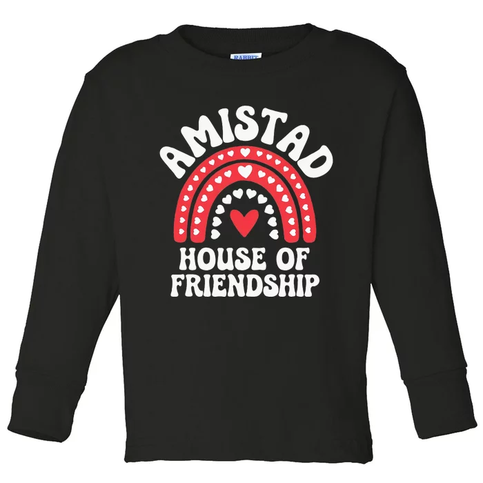 Amistad House Of Friendship Boho Heart Rainbow Toddler Long Sleeve Shirt