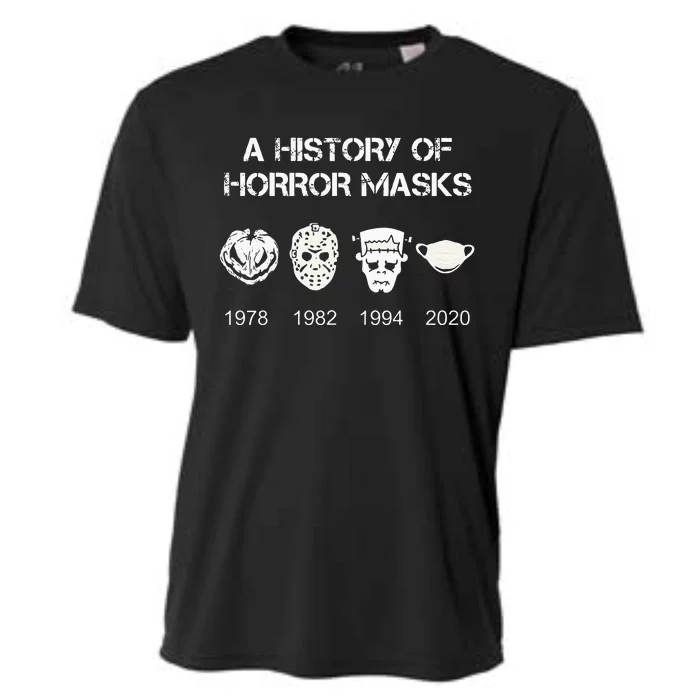 A History Of Horror Masks Halloween & Movie Gift Cooling Performance Crew T-Shirt