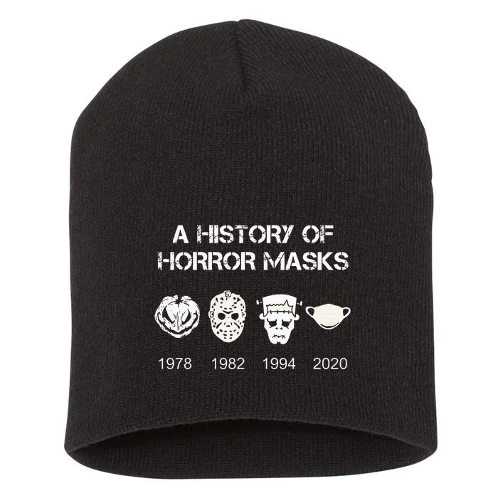 A History Of Horror Masks Halloween & Movie Gift Short Acrylic Beanie