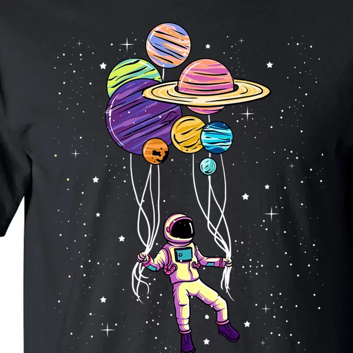 Astronaut Holding Planet Balloons STEM Kids Tall T-Shirt