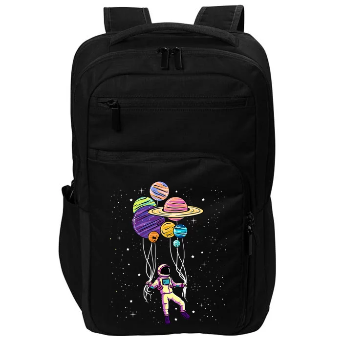 Astronaut Holding Planet Balloons STEM Kids Impact Tech Backpack