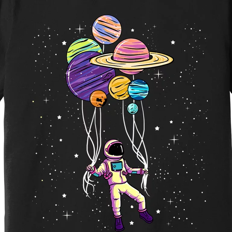 Astronaut Holding Planet Balloons STEM Kids Premium T-Shirt