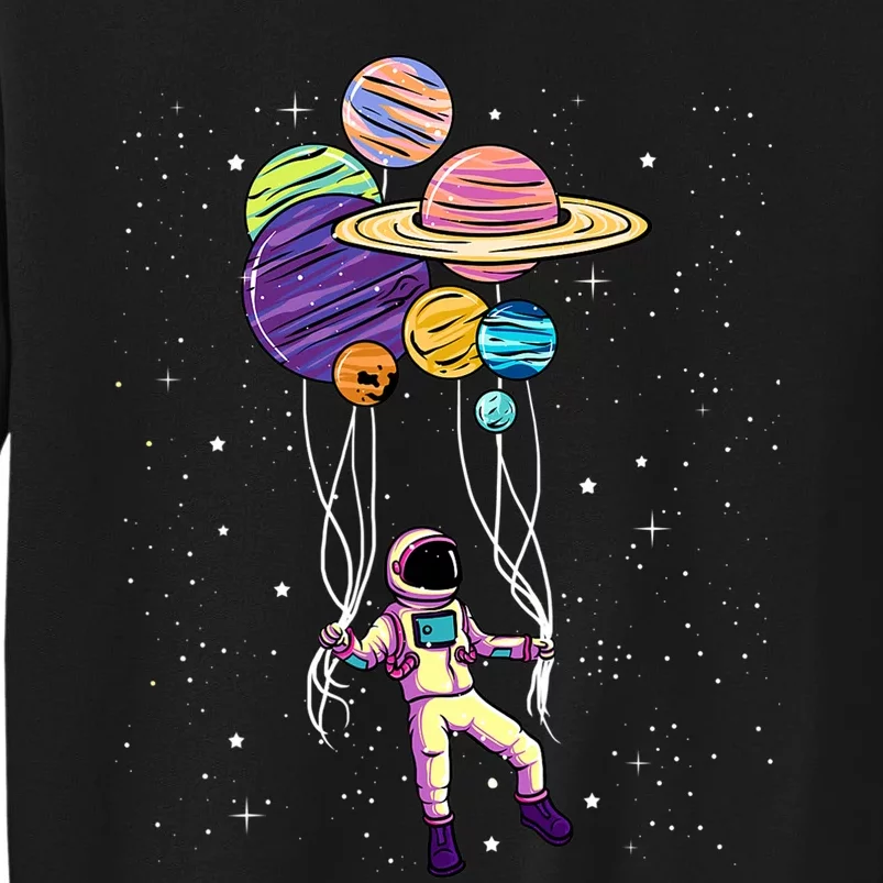 Astronaut Holding Planet Balloons STEM Kids Tall Sweatshirt