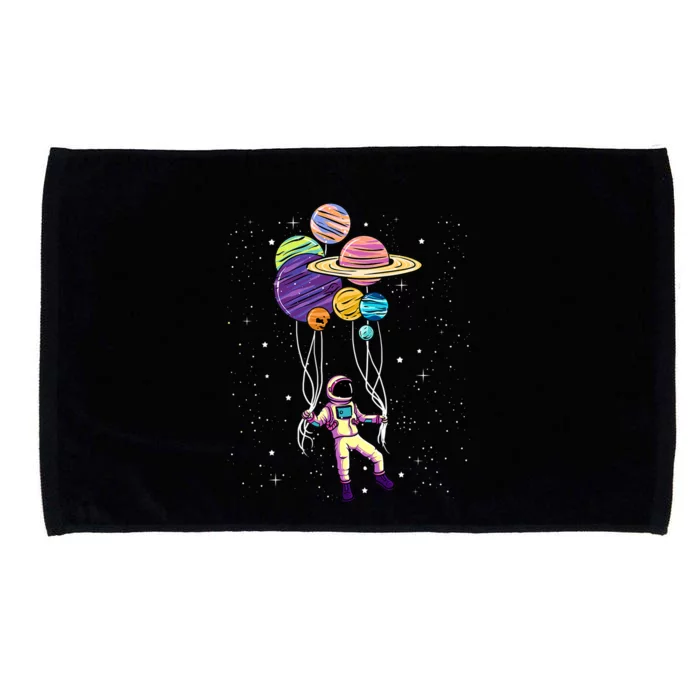 Astronaut Holding Planet Balloons STEM Kids Microfiber Hand Towel