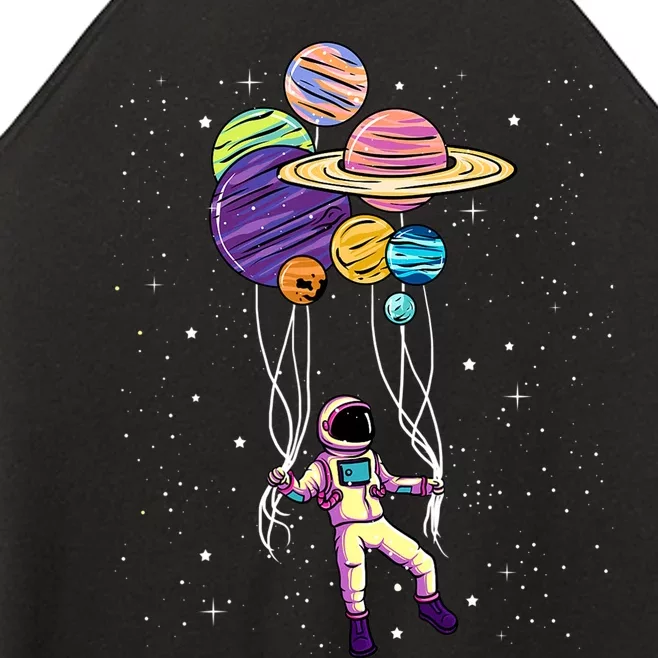 Astronaut Holding Planet Balloons STEM Kids Women’s Perfect Tri Rocker Tank