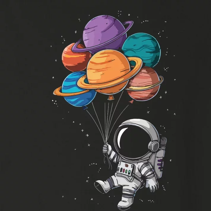 Astronaut Holding Planet Balloons Floating In Space Toddler Long Sleeve Shirt