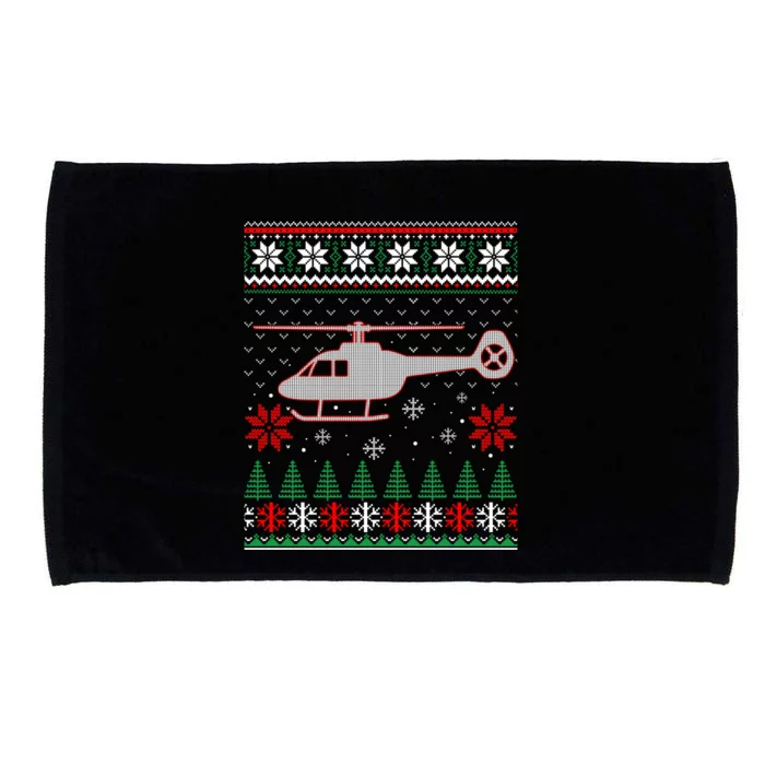 Aviation Helicopter Pilots Ugly Christmas Sweater Xmas Funny Gift Microfiber Hand Towel