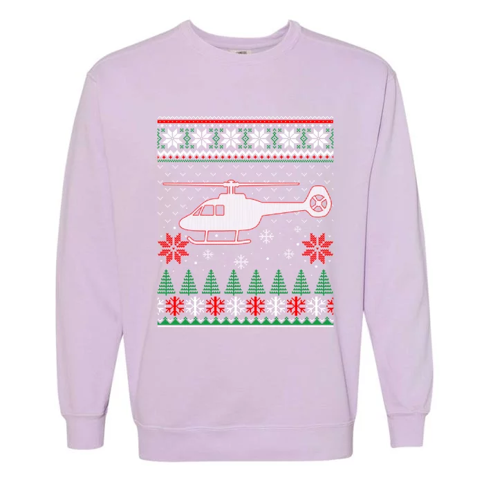 Aviation Helicopter Pilots Ugly Christmas Sweater Xmas Funny Gift Garment-Dyed Sweatshirt