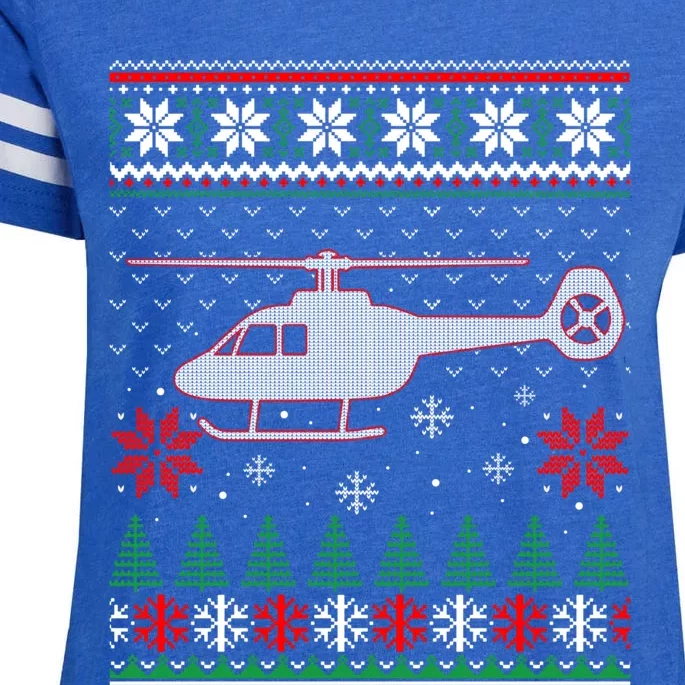 Aviation Helicopter Pilots Ugly Christmas Sweater Xmas Funny Gift Enza Ladies Jersey Football T-Shirt